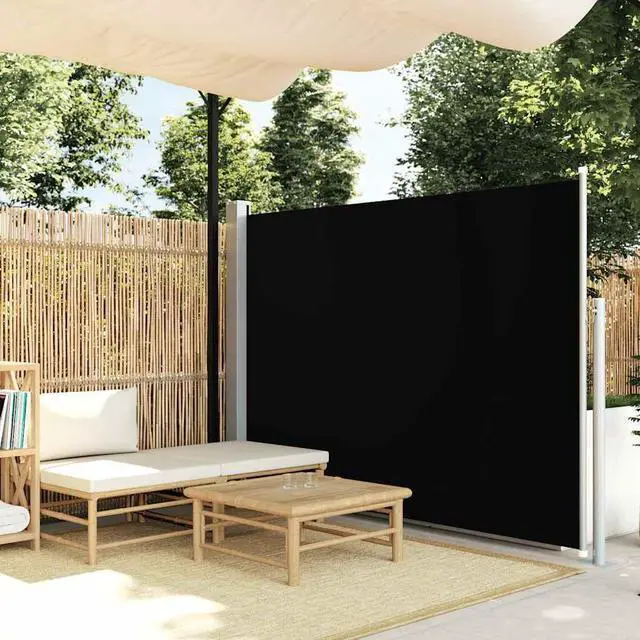 Main image of vidaXL Retractable Side Awning Folding Privacy Screen Outdoor Divider Wall Black