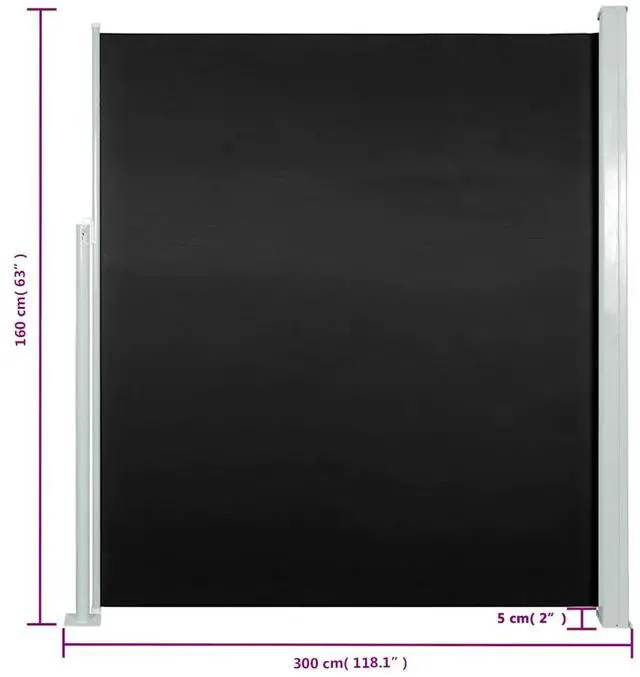 Alt view image 4 of 7 - vidaXL Retractable Side Awning Folding Privacy Screen Outdoor Divider Wall Black