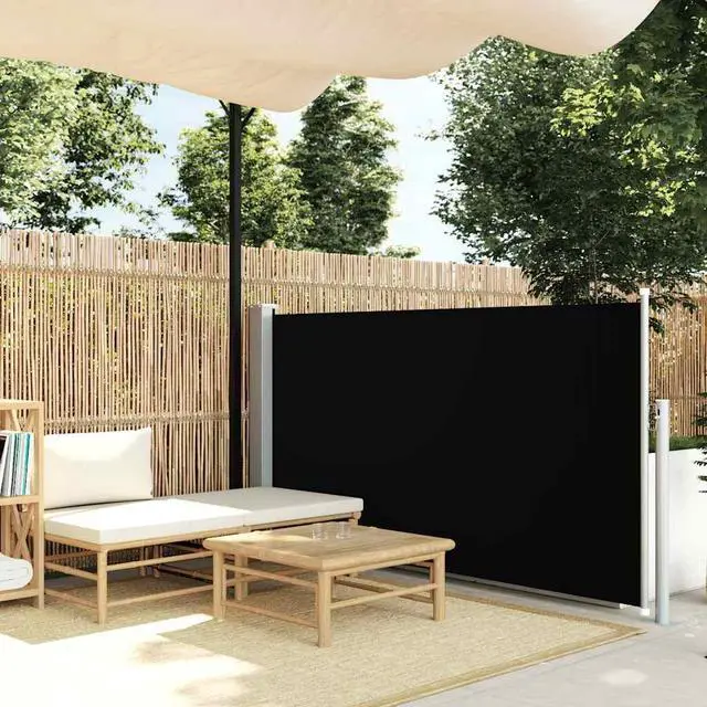 Main image of vidaXL Retractable Side Awning 47.2"x118.1" Black Privacy Screen Shade Blind