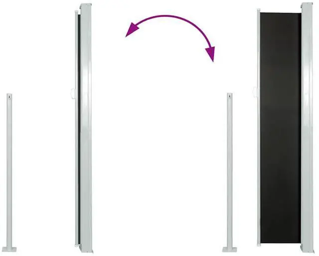 Alt view image 5 of 15 - vidaXL Retractable Side Awning 47.2"x118.1" Black Privacy Screen Shade Blind