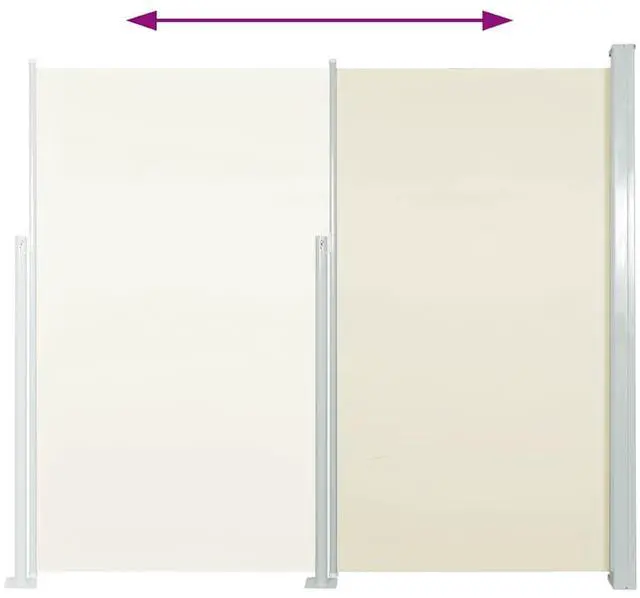 Alt view image 6 of 7 - vidaXL Patio Retractable Side Awning 39.4"x197" Cream Sunshade Privacy Divider