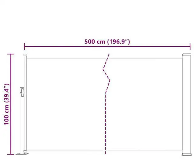 Alt view image 4 of 7 - vidaXL Patio Retractable Side Awning 39.4"x197" Cream Sunshade Privacy Divider
