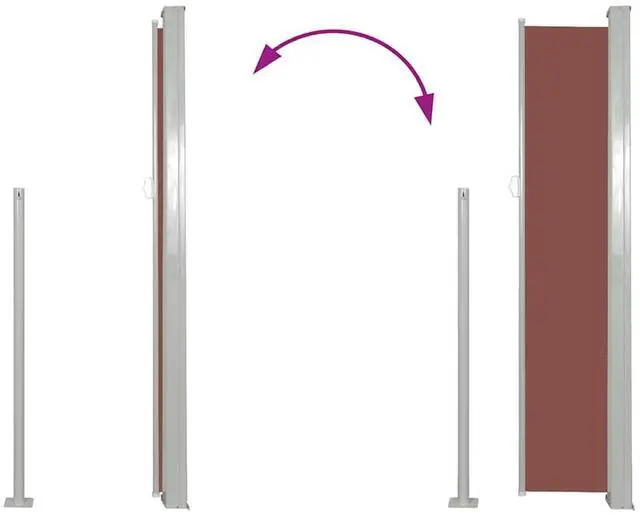 Alt view image 5 of 15 - vidaXL Patio Retractable Side Awning 39.4"x197" Brown Sunshade Privacy Divider