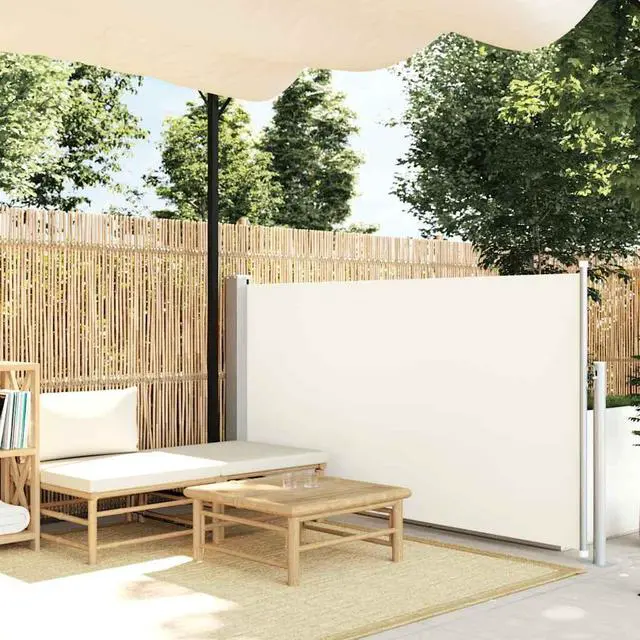 Main image of vidaXL Patio Retractable Side Awning 47.2"x197" Cream Sunshade Privacy Divider