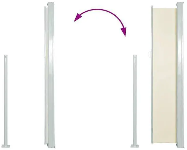 Alt view image 5 of 20 - vidaXL Patio Retractable Side Awning 47.2"x197" Cream Sunshade Privacy Divider