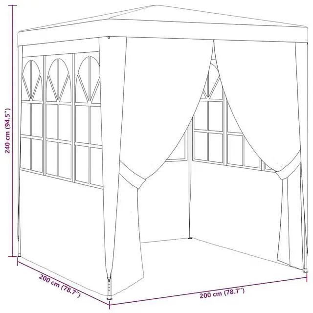 Alt view image 4 of 7 - vidaXL Professional Party Tent with Side Walls 6.6'x6.6' Blue 90 g/m