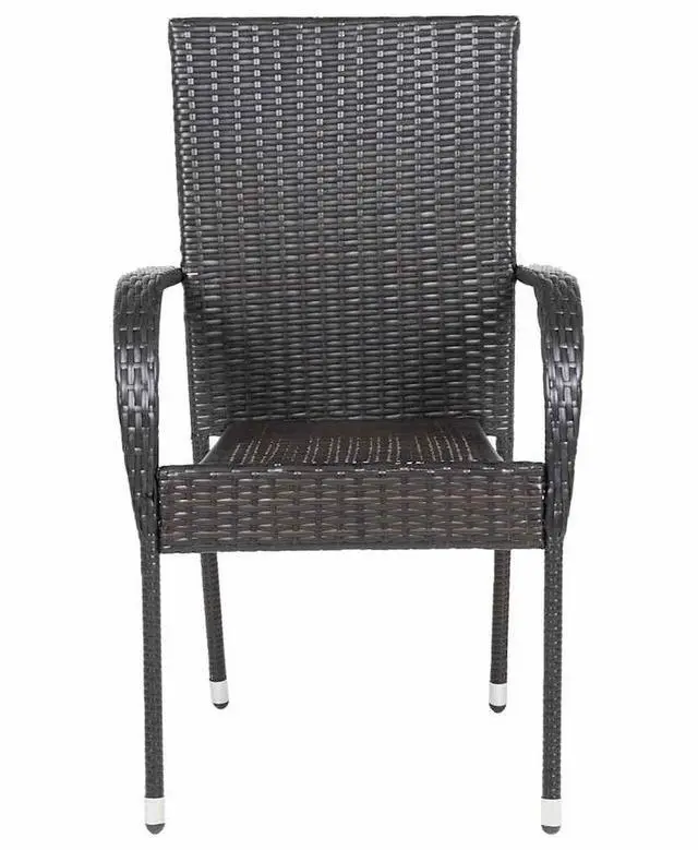 Alt view image 3 of 7 - vidaXL Stackable Patio Chairs 2 Pcs Outdoor Patio Dining Chair Poly Rattan Brown