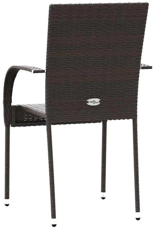 Alt view image 5 of 7 - vidaXL Stackable Patio Chairs 2 Pcs Outdoor Patio Dining Chair Poly Rattan Brown