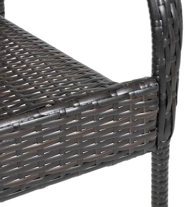 Alt view image 7 of 7 - vidaXL Stackable Patio Chairs 2 Pcs Outdoor Patio Dining Chair Poly Rattan Brown
