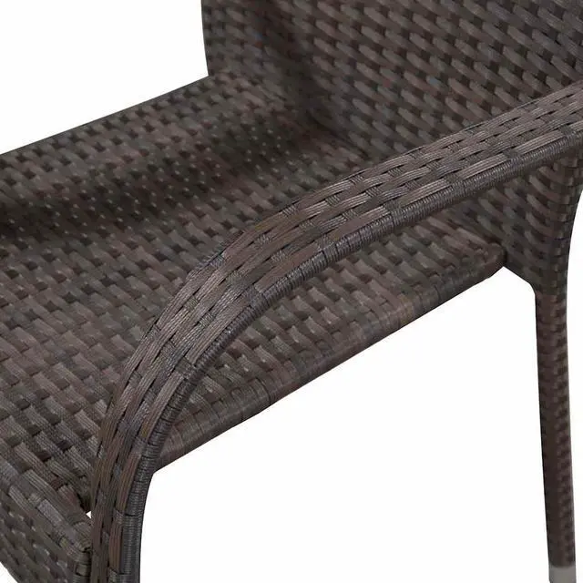 Alt view image 6 of 7 - vidaXL Stackable Patio Chairs 2 Pcs Outdoor Patio Dining Chair Poly Rattan Brown