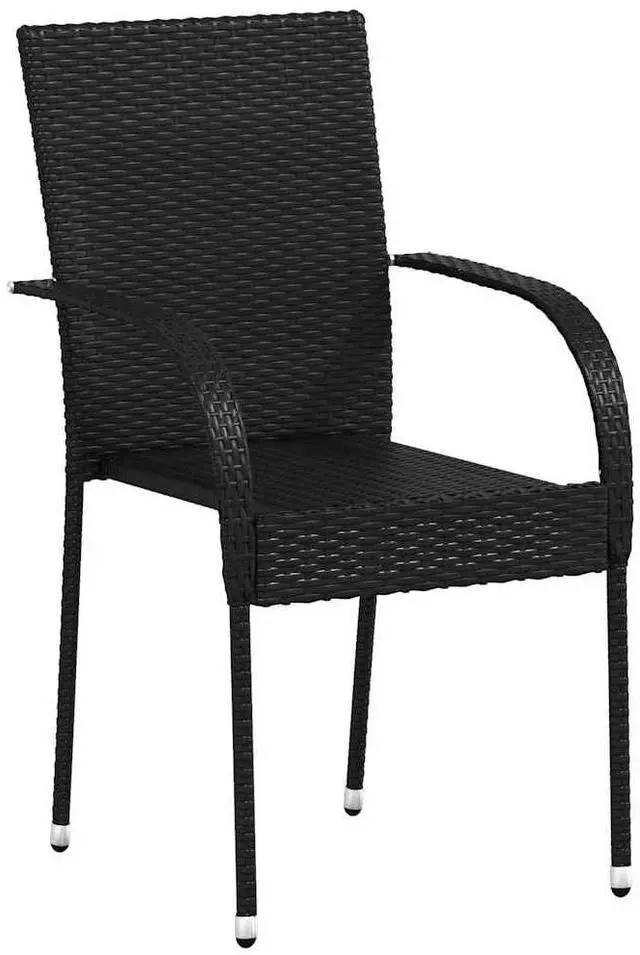 Alt view image 2 of 7 - vidaXL Stackable Outdoor Chairs 6 pcs Poly Rattan Black