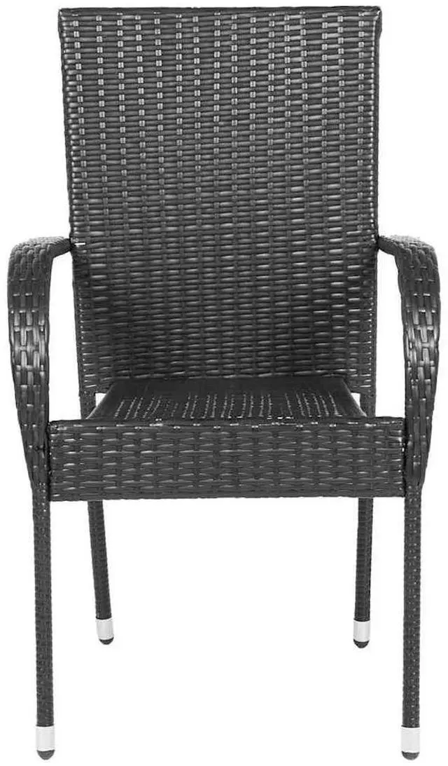 Alt view image 3 of 7 - vidaXL Stackable Outdoor Chairs 6 pcs Poly Rattan Black