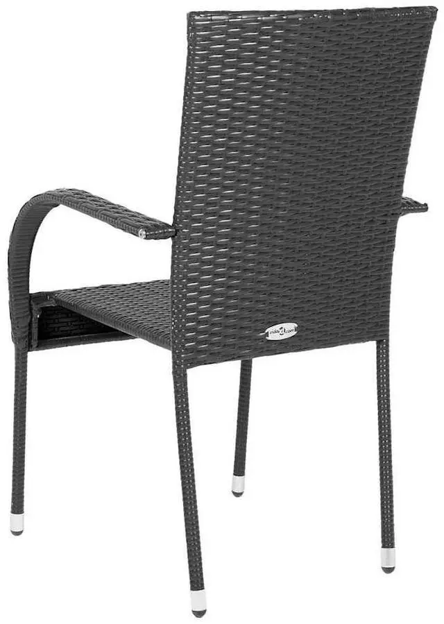 Alt view image 5 of 7 - vidaXL Stackable Outdoor Chairs 6 pcs Poly Rattan Black