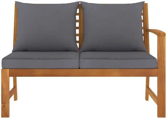 Alt view image 3 of 7 - vidaXL Patio Bench Outdoor Sectional Sofa with Cushions Solid Acacia Wood