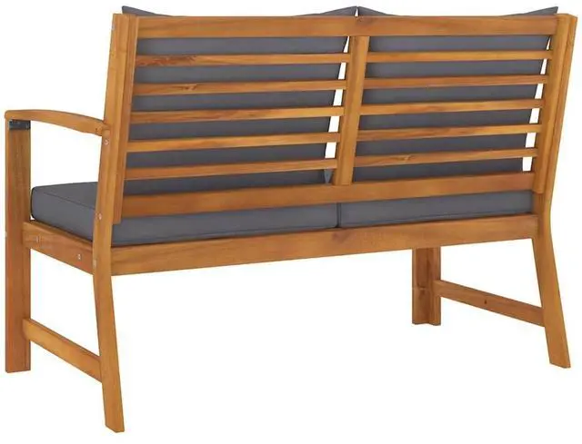 Alt view image 5 of 7 - vidaXL Patio Bench Outdoor Sectional Sofa with Cushions Solid Acacia Wood