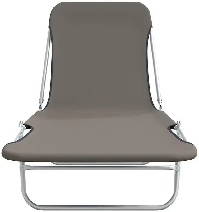 Alt view image 3 of 7 - vidaXL Folding Sun Loungers 2 pcs Steel and Fabric Gray