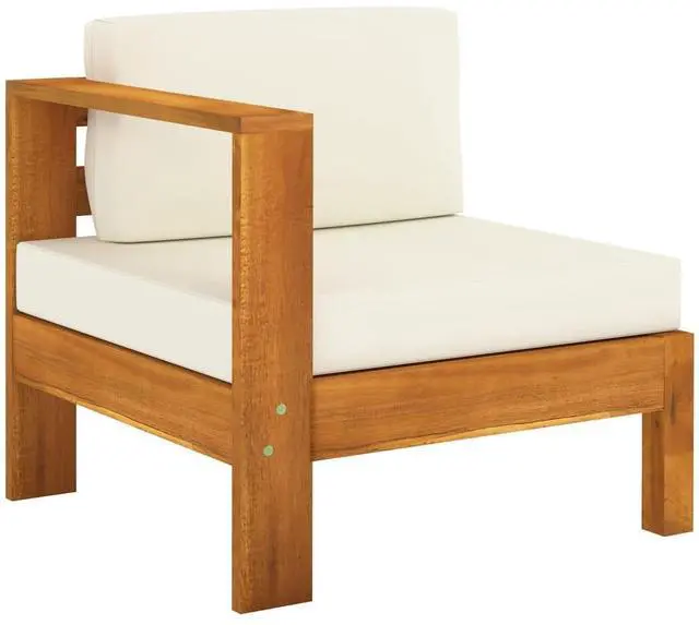 Alt view image 2 of 7 - vidaXL Middle Sofa with 1 Armrest Cream White Solid Acacia Wood