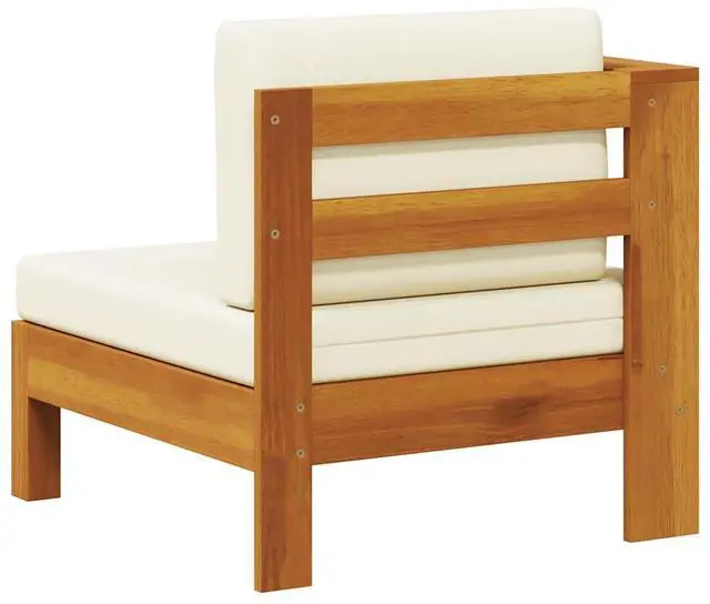 Alt view image 5 of 7 - vidaXL Middle Sofa with 1 Armrest Cream White Solid Acacia Wood