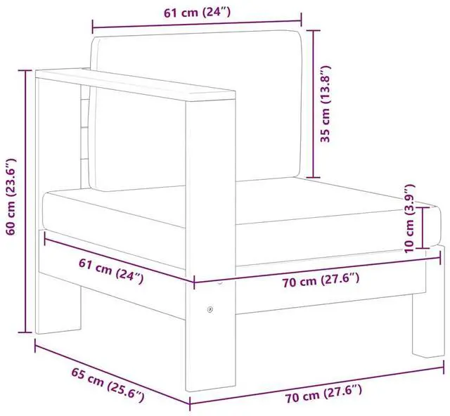 Alt view image 6 of 7 - vidaXL Middle Sofa with 1 Armrest Cream White Solid Acacia Wood