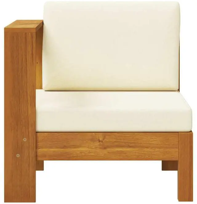 Alt view image 3 of 7 - vidaXL Middle Sofa with 1 Armrest Cream White Solid Acacia Wood