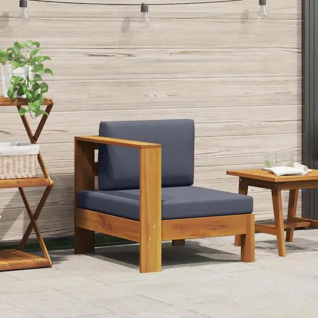 Main image of vidaXL Middle Sofa with 1 Armrest Dark Gray Solid Acacia Wood