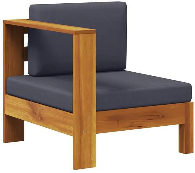 Alt view image 2 of 7 - vidaXL Middle Sofa with 1 Armrest Dark Gray Solid Acacia Wood