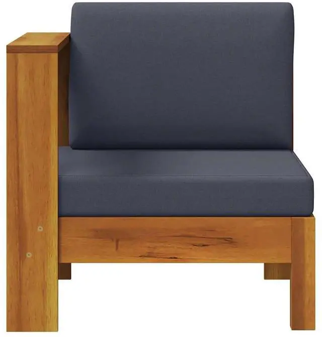 Alt view image 3 of 7 - vidaXL Middle Sofa with 1 Armrest Dark Gray Solid Acacia Wood