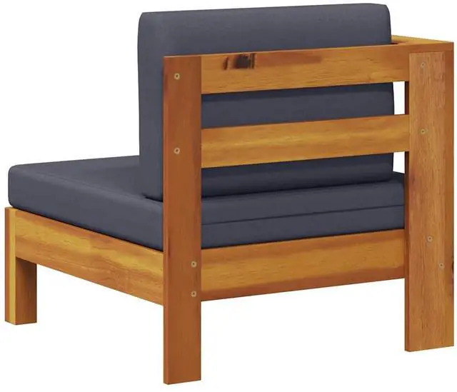 Alt view image 5 of 7 - vidaXL Middle Sofa with 1 Armrest Dark Gray Solid Acacia Wood