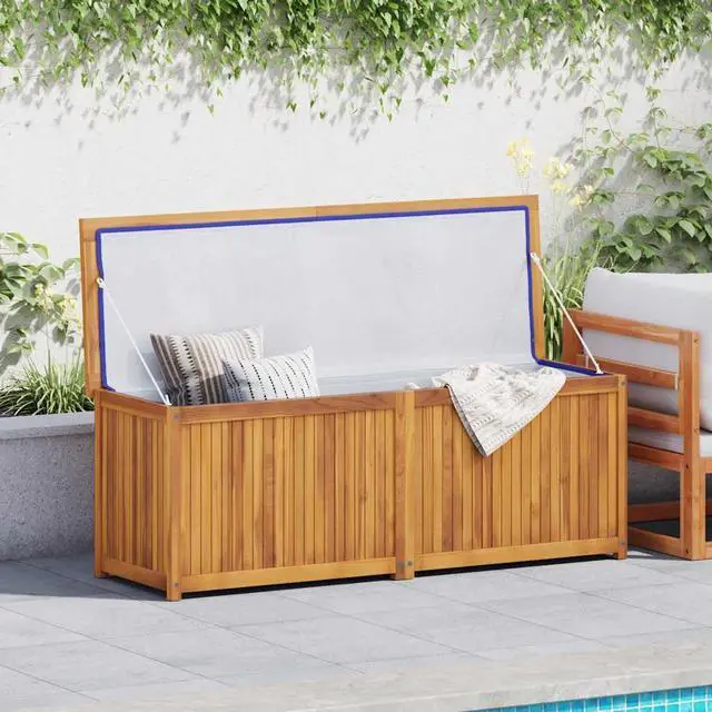 Main image of vidaXL Patio Box Deck Box with Lid Patio Cabinet Storage Chest Solid Wood Teak