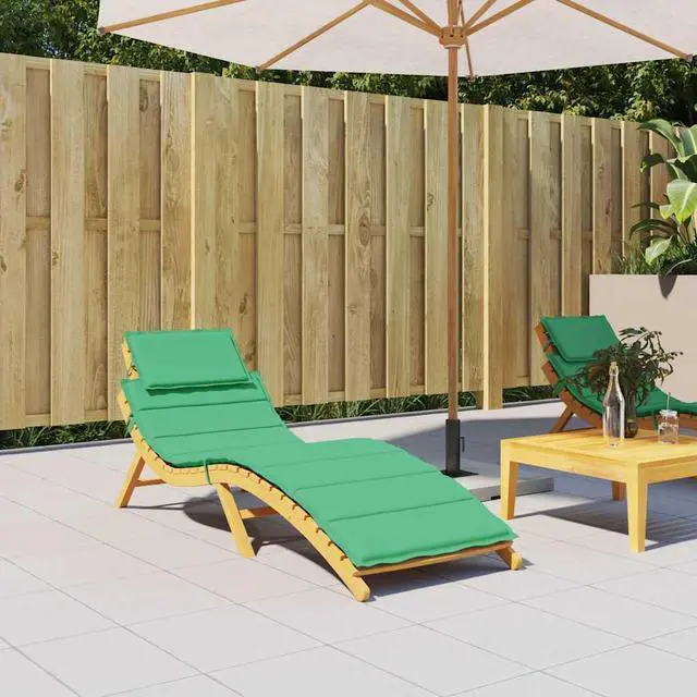 Alt view image 2 of 7 - vidaXL Sun Lounger Cushion Green 186x58x4cm Oxford Fabric