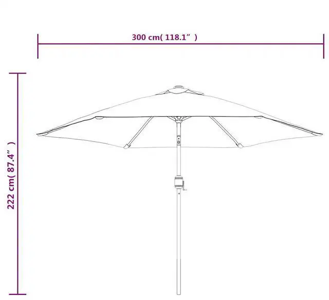 Alt view image 4 of 7 - vidaXL Garden Parasol with Metal Pole 390 cm Anthracite
