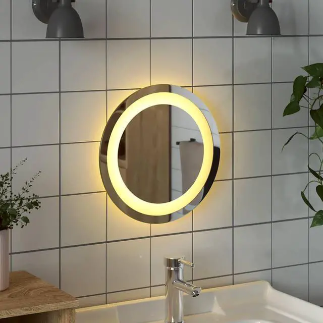 Alt view image 3 of 7 - vidaXL LED Bathroom Mirror Transparent Glass Medium LED Bathroom Mirror