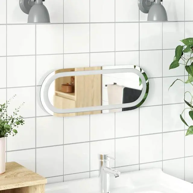 Main image of vidaXL LED Bathroom Mirror Glass, LED components 15.7 x 5.9 in