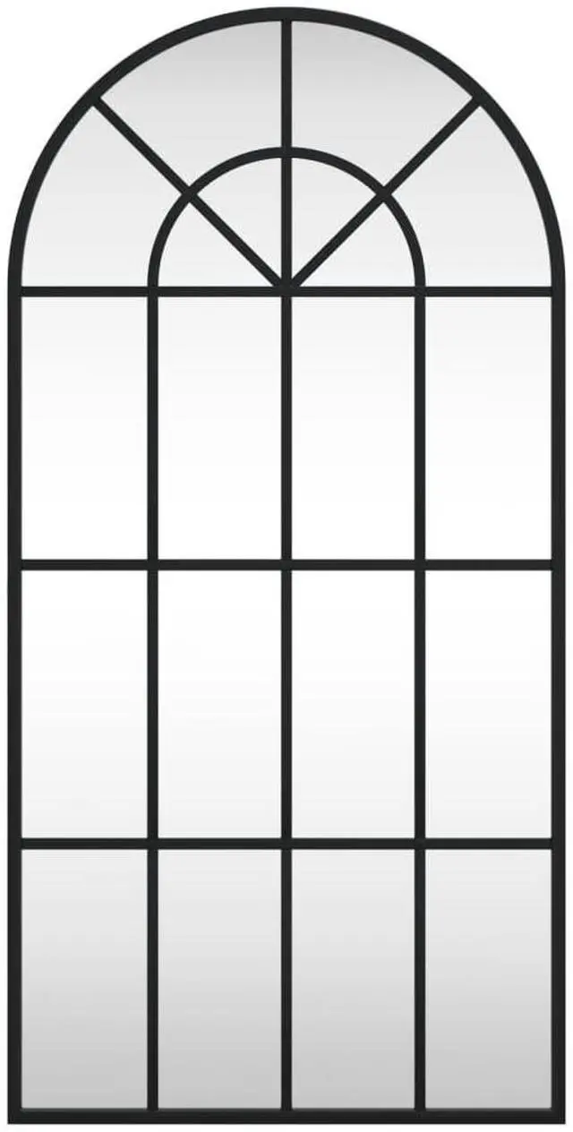 Alt view image 3 of 7 - vidaXL Wall Mirror Black Powder-coated iron, glass Medium Minimalistic
