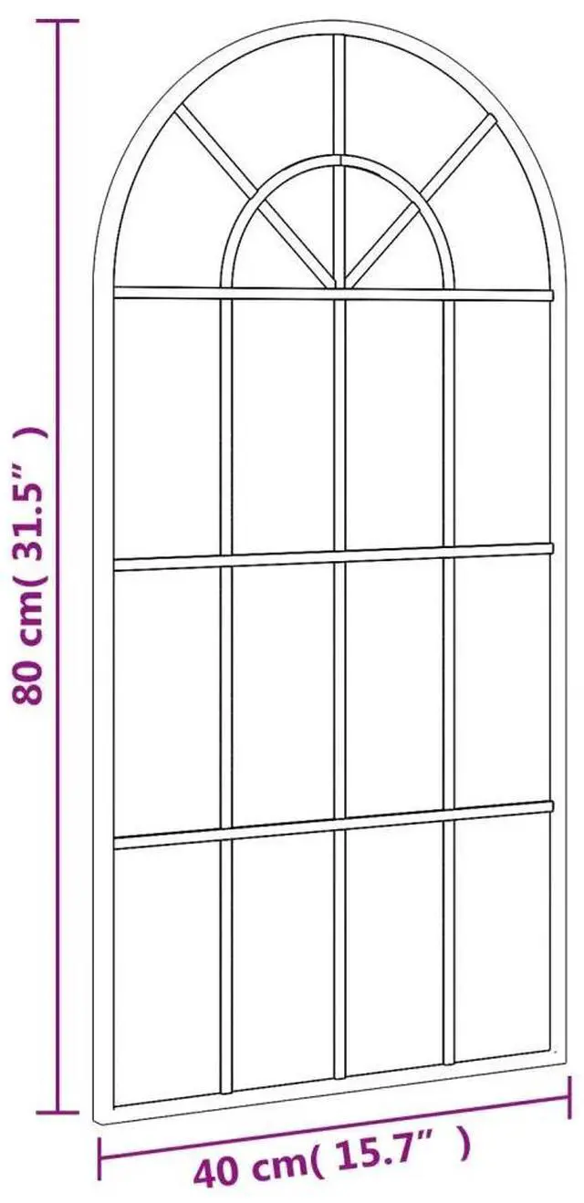 Alt view image 4 of 7 - vidaXL Wall Mirror Black Powder-coated iron, glass Medium Minimalistic