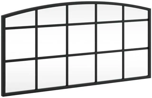 Alt view image 2 of 7 - vidaXL Wall Mirror Black Glass, Powder-coated iron 23.6 x 11.8 in