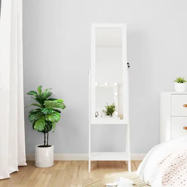 Main image of vidaXL Mirror Jewelry Cabinet White Engineered wood Full Length