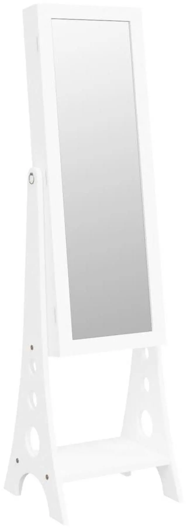 Alt view image 2 of 7 - vidaXL Mirror Jewelry Cabinet White Engineered wood Full Length