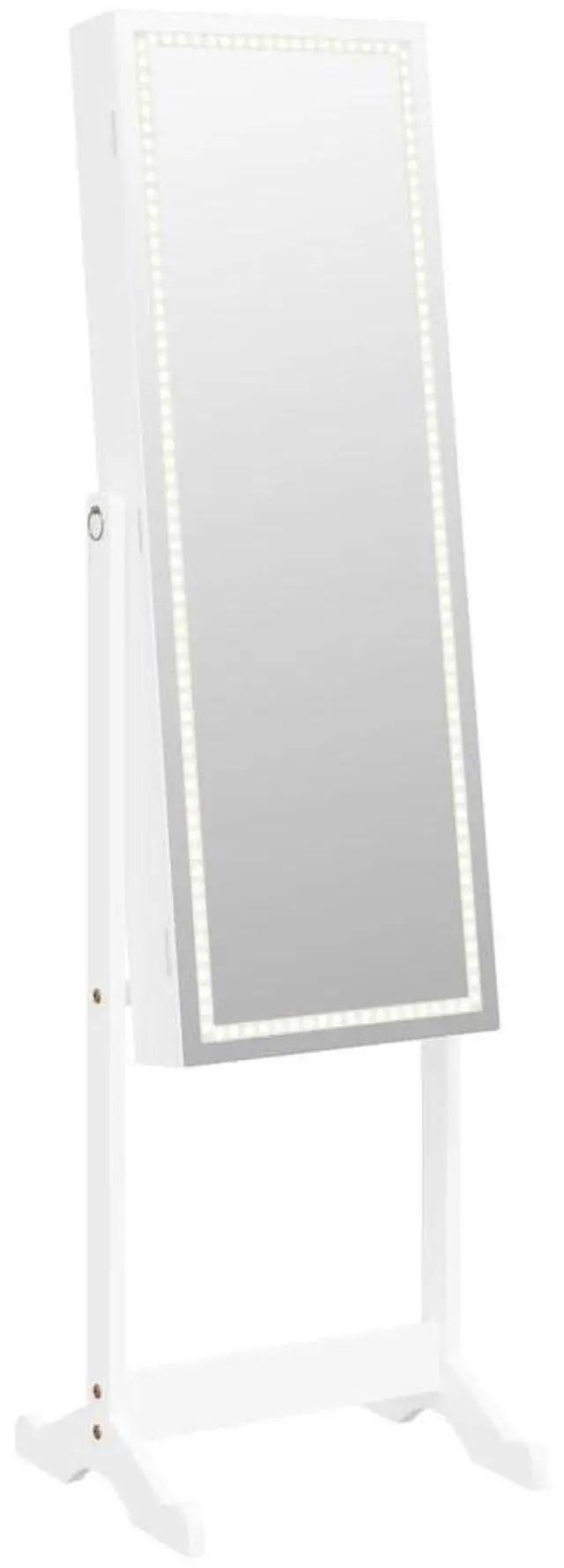 Alt view image 2 of 7 - vidaXL Mirror Jewelry Cabinet White Engineered Wood, Glass, Fabric