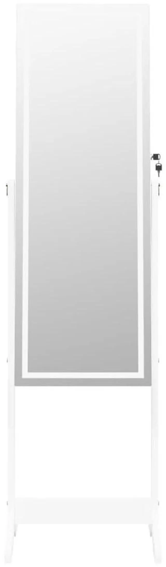Alt view image 5 of 7 - vidaXL Mirror Jewelry Cabinet White Engineered Wood, Glass, Fabric