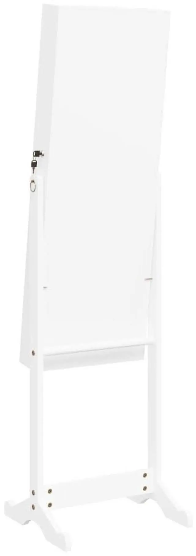 Alt view image 7 of 7 - vidaXL Mirror Jewelry Cabinet White Engineered Wood, Glass, Fabric