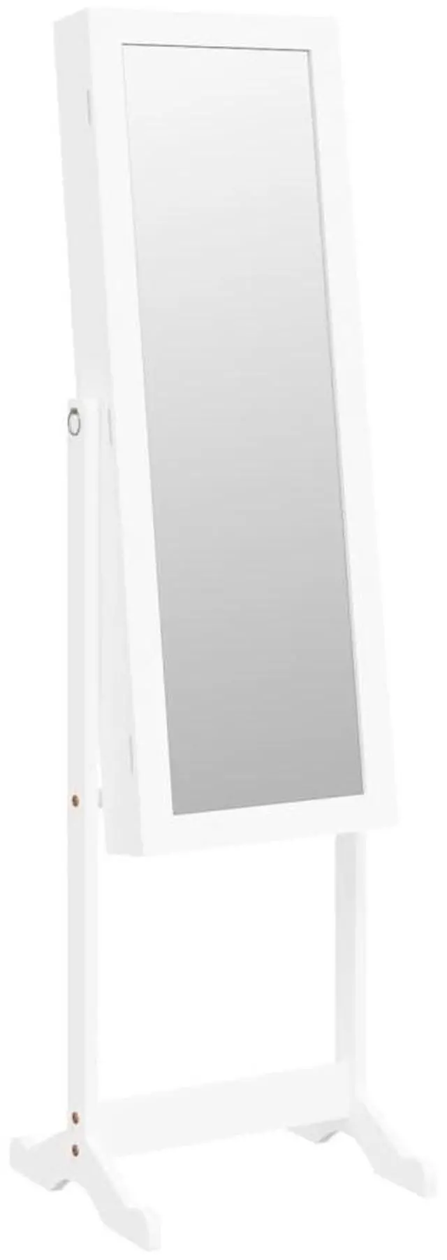 Alt view image 2 of 7 - vidaXL Mirror Jewelry Cabinet White Engineered wood, Glass, Fabric