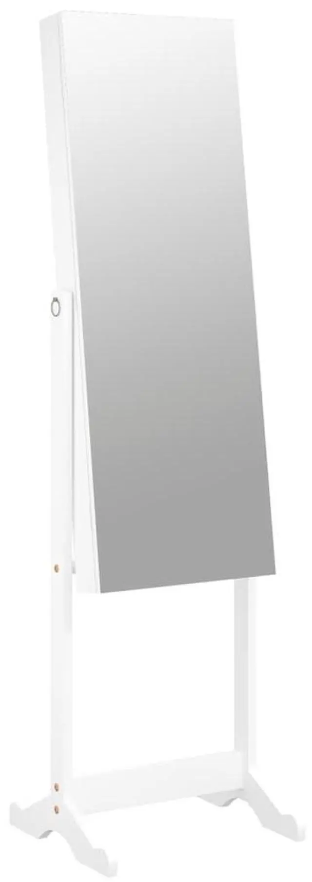 Alt view image 2 of 7 - vidaXL Mirror Jewelry Cabinet White Engineered wood, glass, fabric