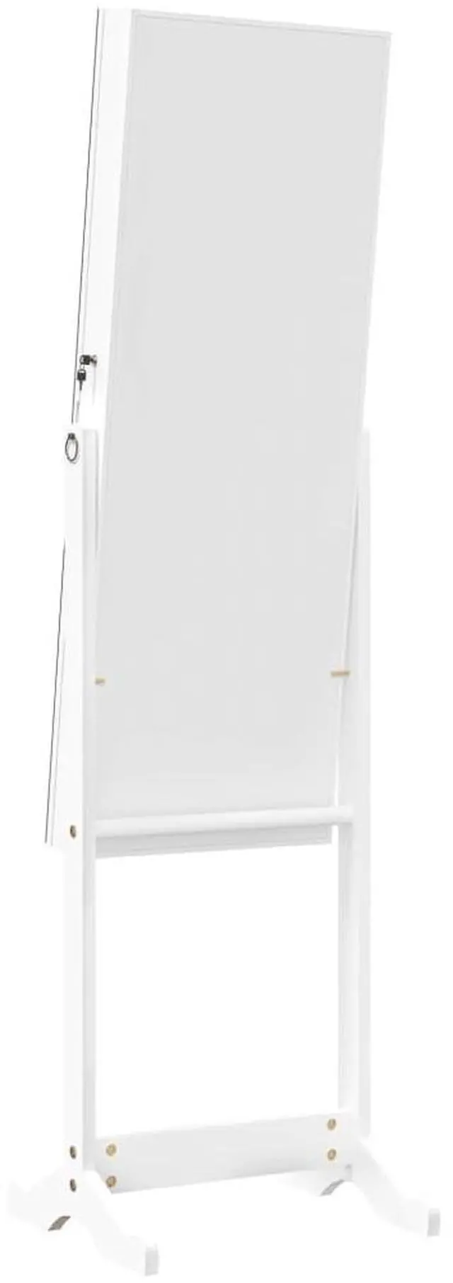 Alt view image 6 of 7 - vidaXL Mirror Jewelry Cabinet White Engineered wood, glass, fabric