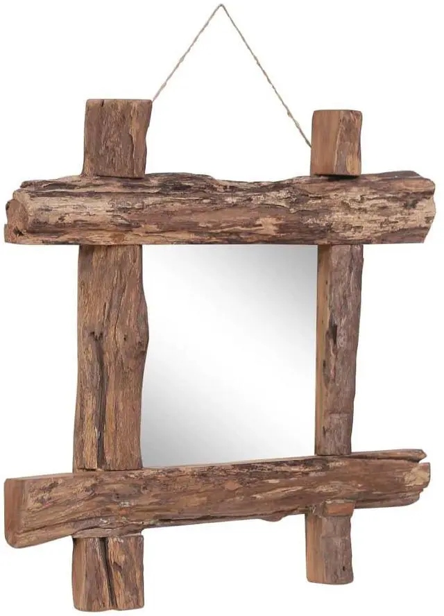 Alt view image 2 of 7 - vidaXL Mirror Natural Recycled Teak Wood 19.7 x 19.7 in
