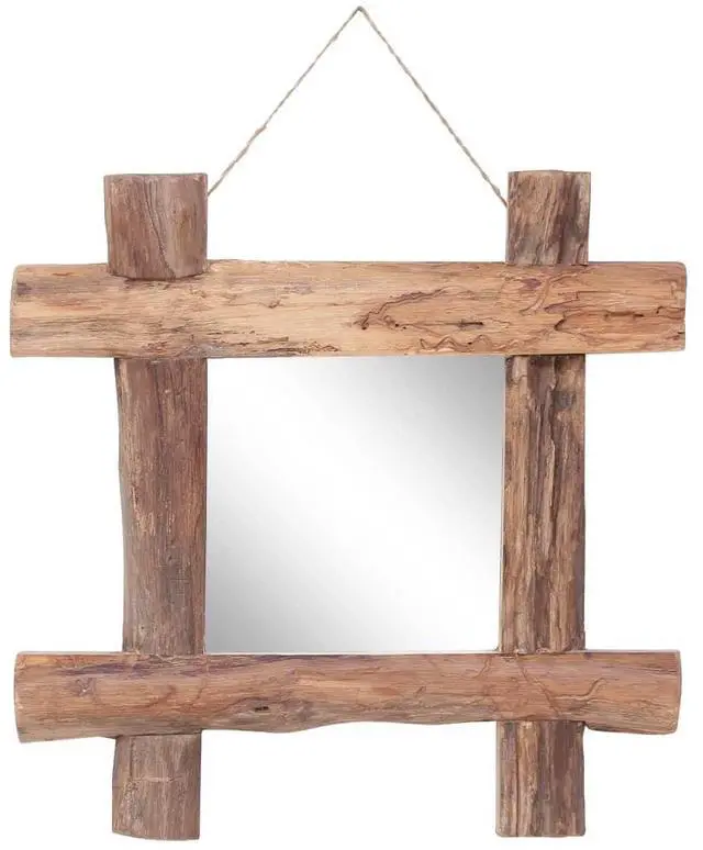 Main image of vidaXL Mirror Natural Recycled Teak Wood 19.7 x 19.7 in