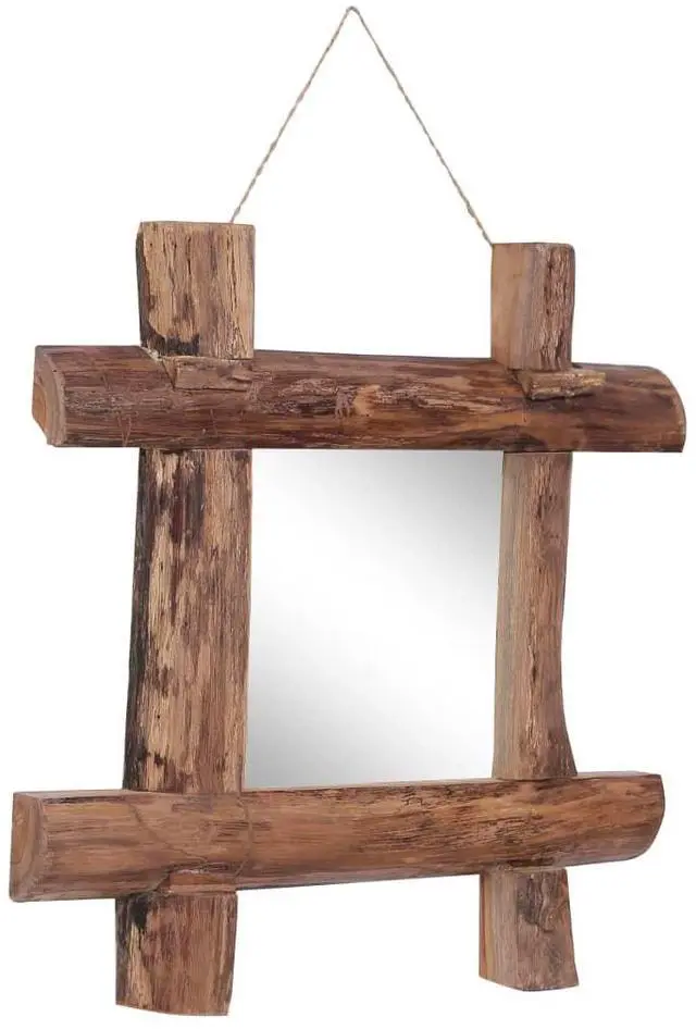 Alt view image 5 of 7 - vidaXL Mirror Natural Recycled Teak Wood 19.7 x 19.7 in