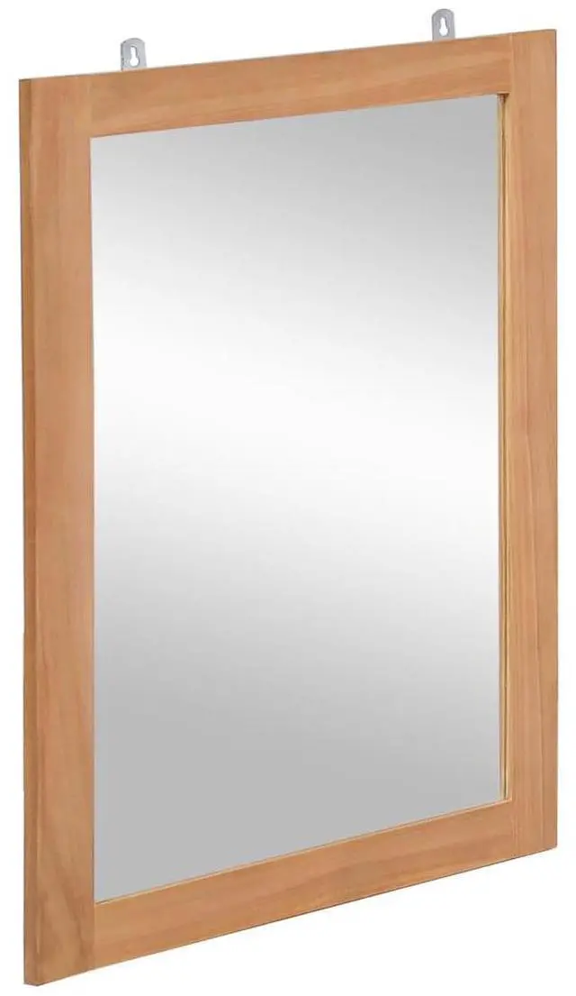 Alt view image 3 of 6 - vidaXL Mirror Natural wood Solid teak wood and glass 19.7 x 27.6 in