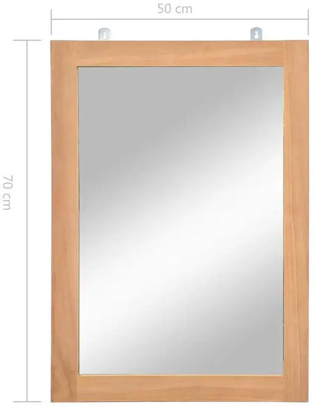 Alt view image 4 of 6 - vidaXL Mirror Natural wood Solid teak wood and glass 19.7 x 27.6 in