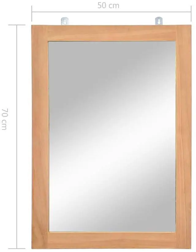 Alt view image 6 of 6 - vidaXL Mirror Natural wood Solid teak wood and glass 19.7 x 27.6 in